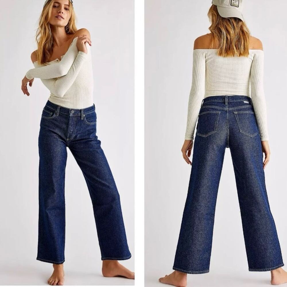 Boyish The Mikey high rise wide leg jeans **raw hem** button fly sz 26
